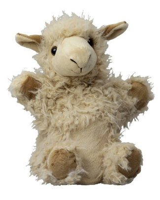 Lichtbruine lama handpoppen knuffels 22 cm knuffeldieren -