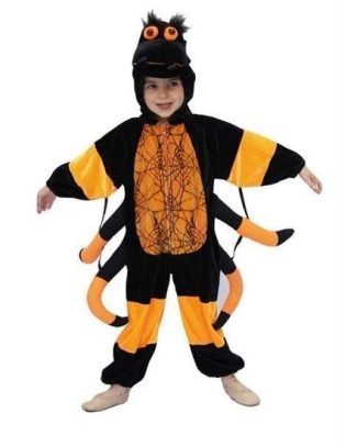 Halloween verkleedkleding dierenpak Spinnenpak - voor Kinderen - zwart/oranje