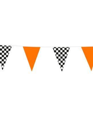 Vlaggenlijn Oranje/Zwart-Wit Geruit 10mtr