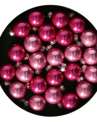 Othmar Decorations Mini kerstballen - 24x stuks - roze tinten - glas - 2,5 cm - kerstversiering