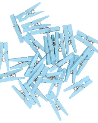 Mini knijpers blauw - 24x - Geboorte jongen - 2,5 cm - Kaartjes ophangen knijpertjes
