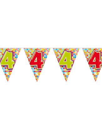 4 Jaar Vlaggenlijn Birthday Blocks - 6 meter
