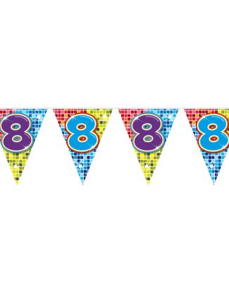 8 Jaar Vlaggenlijn Birthday Blocks - 6 meter