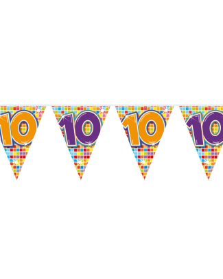 10 Jaar Vlaggenlijn Birthday Blocks - 6 meter