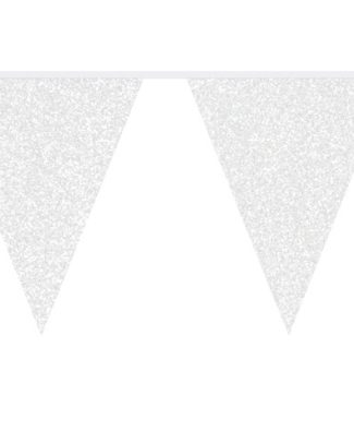 Witte Glitter Vlaggenlijn - 6 meter