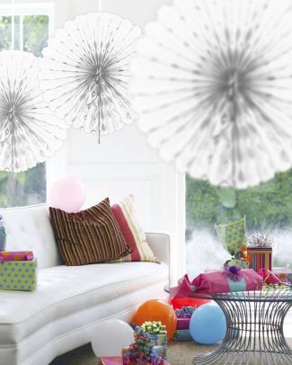 Witte honeycomb waaier - 45cm