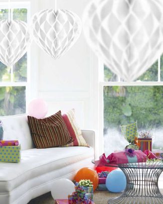 Witte honeycomb hart - 30 cm