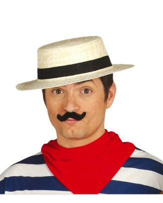 Carnaval verkleed Gondoliers Lou Bandy hoed - stro - volwassenen - Met band