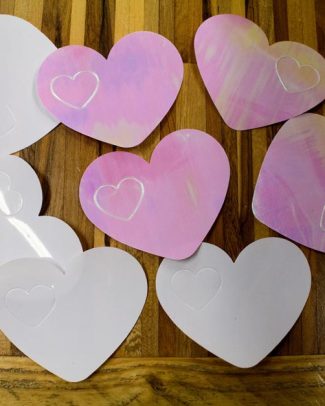 Tafelconfetti XL Witte/Roze Hartjes