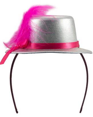 Tiara met hoedje metallic zilver