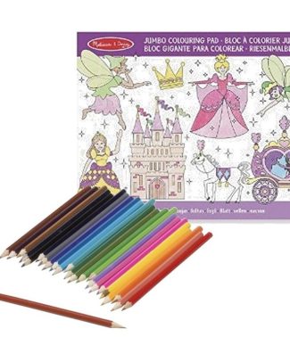 Kleurboek set met kleurpotloden met prinsessen -