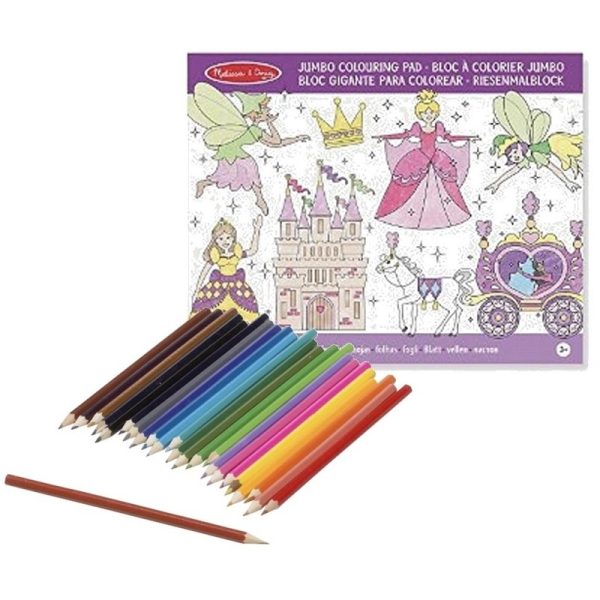 Kleurboek set met kleurpotloden met prinsessen -