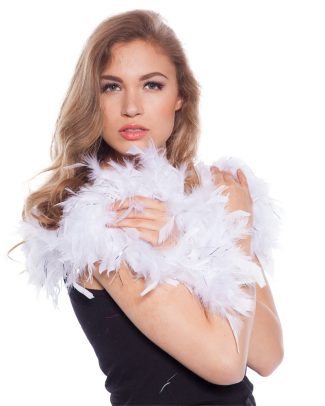 witte boa met zilveren glitters - 1,80 meter