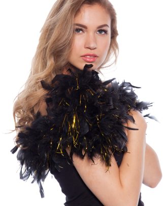 zwarte boa met gouden glitters - 1,80 meter