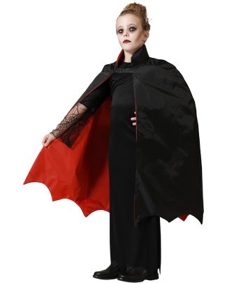 Halloween Dracula verkleed cape - voor kinderen - dubbelzijdig - rood/zwart - L66 cm