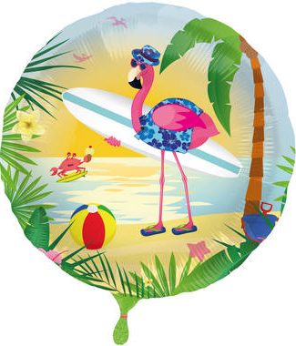 Folieballon Surfing Flamingo  - 43cm
