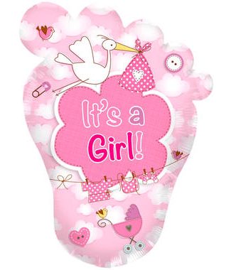 Folieballon It's a Girl Babyvoetje - 46x70cm