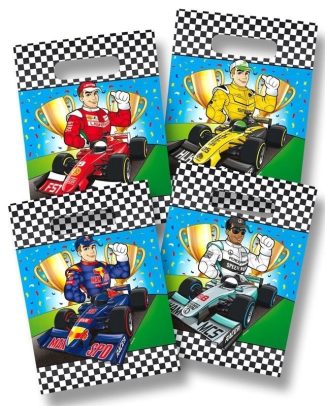 Folat Race/Formule 1 feestzakjes/snoepzakjes - 8x stuks - 18 x 28 cm