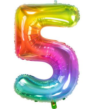 Folieballon Yummy Gummy Rainbow - Cijfer 5
