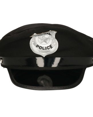Carnaval verkleed Politie agent hoedje - zwart/zilver - voor volwassenen - Politie thema