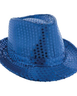 Carnaval verkleed hoedje - Trilby - blauw - glitter pailletten - heren/dames - Carnaval