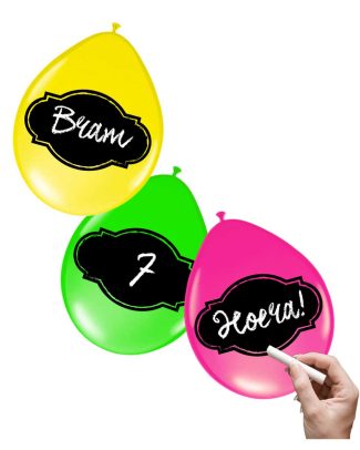 Beschrijfbare Ballonnen Neon Meerkleurig - 6 stuks