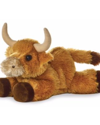 Knuffeldier Schotse Hooglander koe - pluche knuffel - 20 cm - boerderij dieren