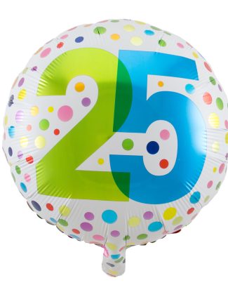 25 Jaar Happy Bday Stippen Folieballon - 45cm
