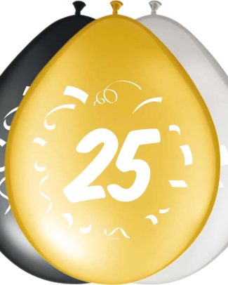 25 Jaar Stijlvol Feest Ballonnen 30cm - 8 stuks