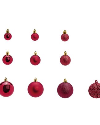 Kerstballen - 100x st - bordeaux rood - 3, 4, 6 cm - kunststof - kerstversiering