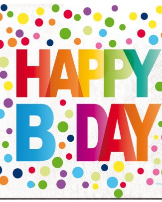Happy Bday Stippen Servetten 33x33cm - 20 stuks