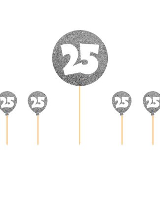 Taart Topper Zilverkleurige 25 Jaar