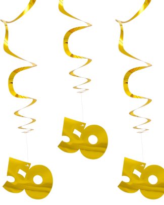 Goudkleurige Hangdecoratie 50 Jaar - 3 stuks