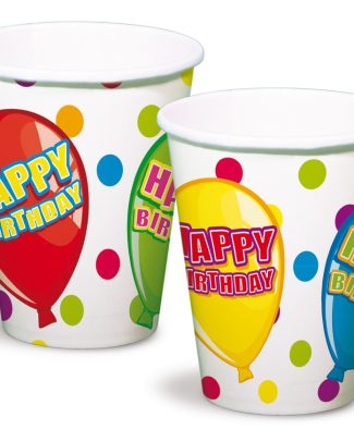 Happy Birthday Feest Bekers - 6 stuks