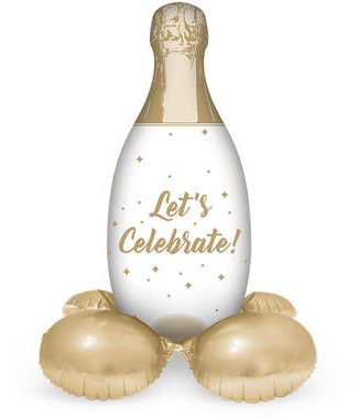 Folieballon Champagnefles op Standaard