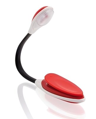 LED leeslampje met klem - buigbaar - op batterijen - rood -
