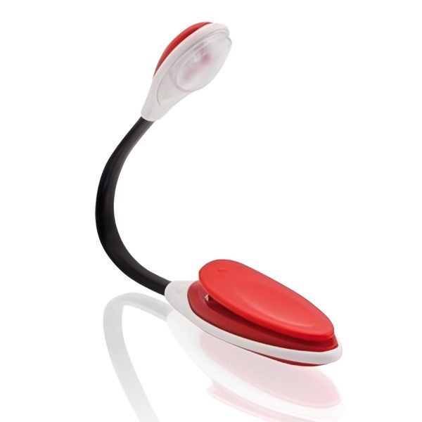 LED leeslampje met klem - buigbaar - op batterijen - rood -