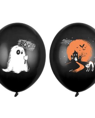 Halloween ballonnen - 6x stuks - zwart/oranje - 30 cm - diverse prints