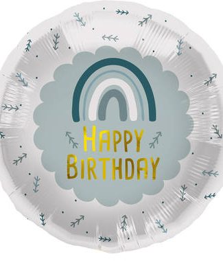 Folieballon Regenboog Happy Birthday Blauw - 45cm