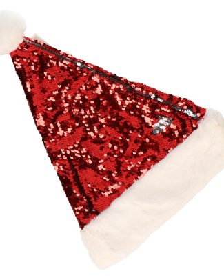 Kerstmuts - rood/zilver - veranderbare pailletten - wrijf pailletten - volwassenen