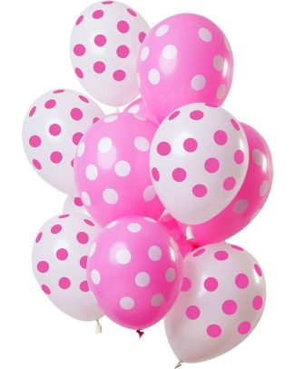 Ballonnen set stippen mix roze/wit - 12stk