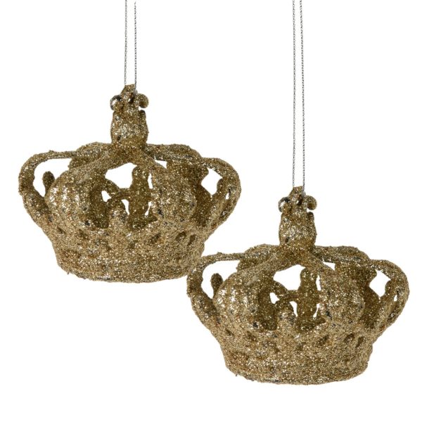 Christmas Decoration kersthangers kroontjes- 2x - champagne