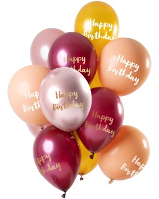 Ballonnen set Happy Birthday Mix Roze/Goud - 12stk