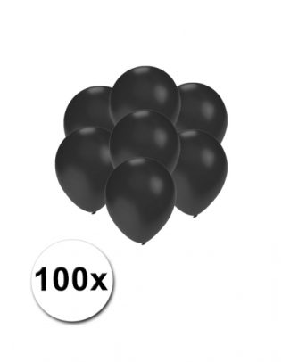 Party ballonnen - klein formaat - zwart - 100x - 13 cm - feestartikelen/versiering