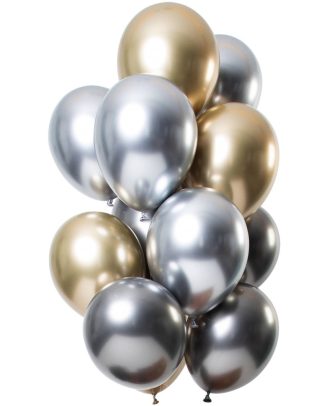 Ballonnen set onyx  mix mirror chrome  - 12stk