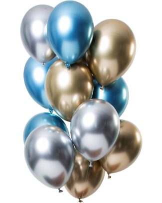 Ballonnen set sapphire mix mirror Chrome - 12stk