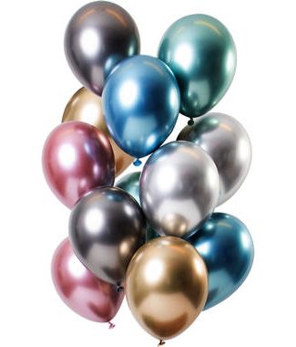 Ballonnen set mirror chrome treasures mix - 12stk