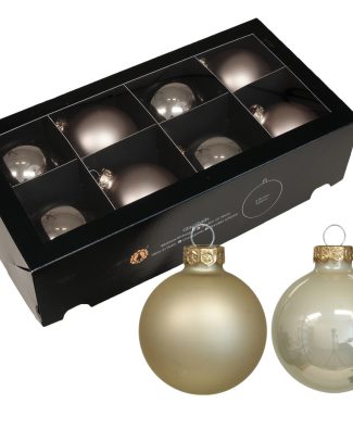 Kerstballen - 8x stuks - licht champagne - glas - 8 cm