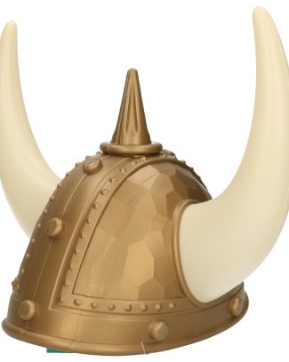 Carnaval verkleed Viking helm - brons/wit - met hoorns - plastic - heren