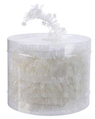 Decoris kerstslinger-guirlande - met sterren - wit - lametta - 700 cm